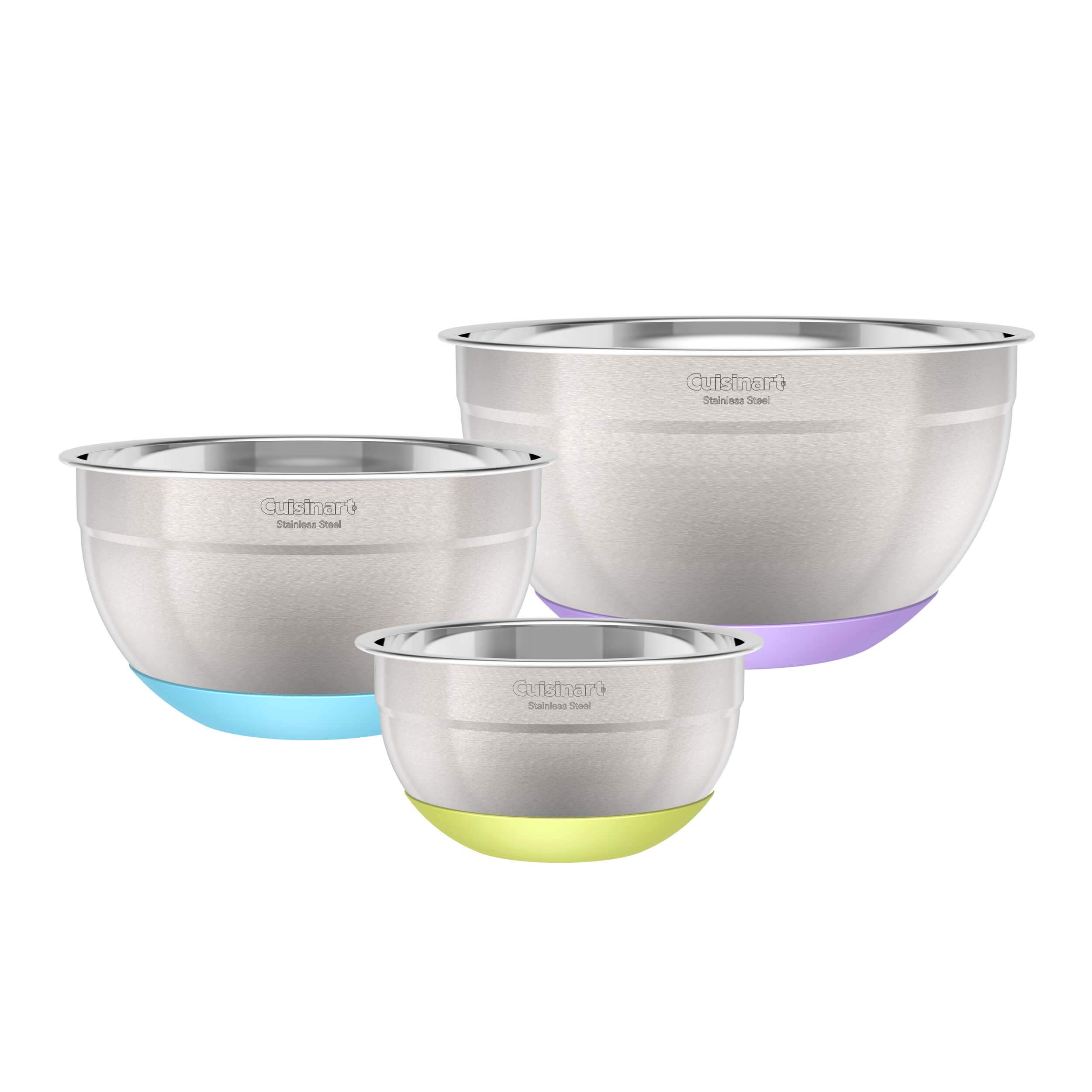 3-Piece Stainless Steel Mixing Bowls with Nonslip Base, 1.5qt, 3qt & 5qt - Image 3
