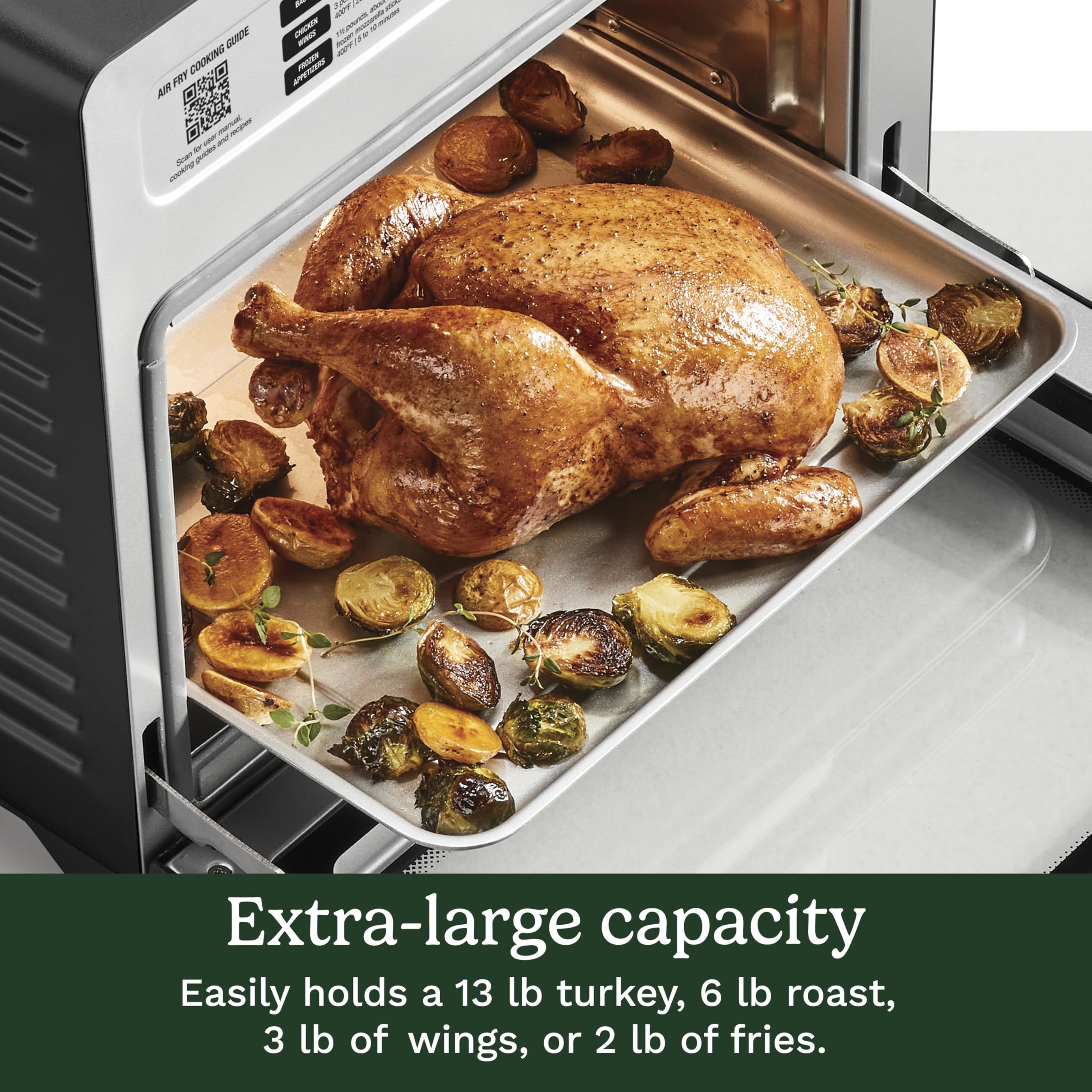 Cuisinart 15-in-1 Extra-Large Digital Air Fryer Oven with 9"x13" 2-in-1 Pan, Air Fry 4 Lbs of Wings, Cook a 13 Lb Turkey or 5+ Lb Chicken, Toast 9 Slices of Bread, and Bake a 13" Pizza, TOA-112 - Image 3