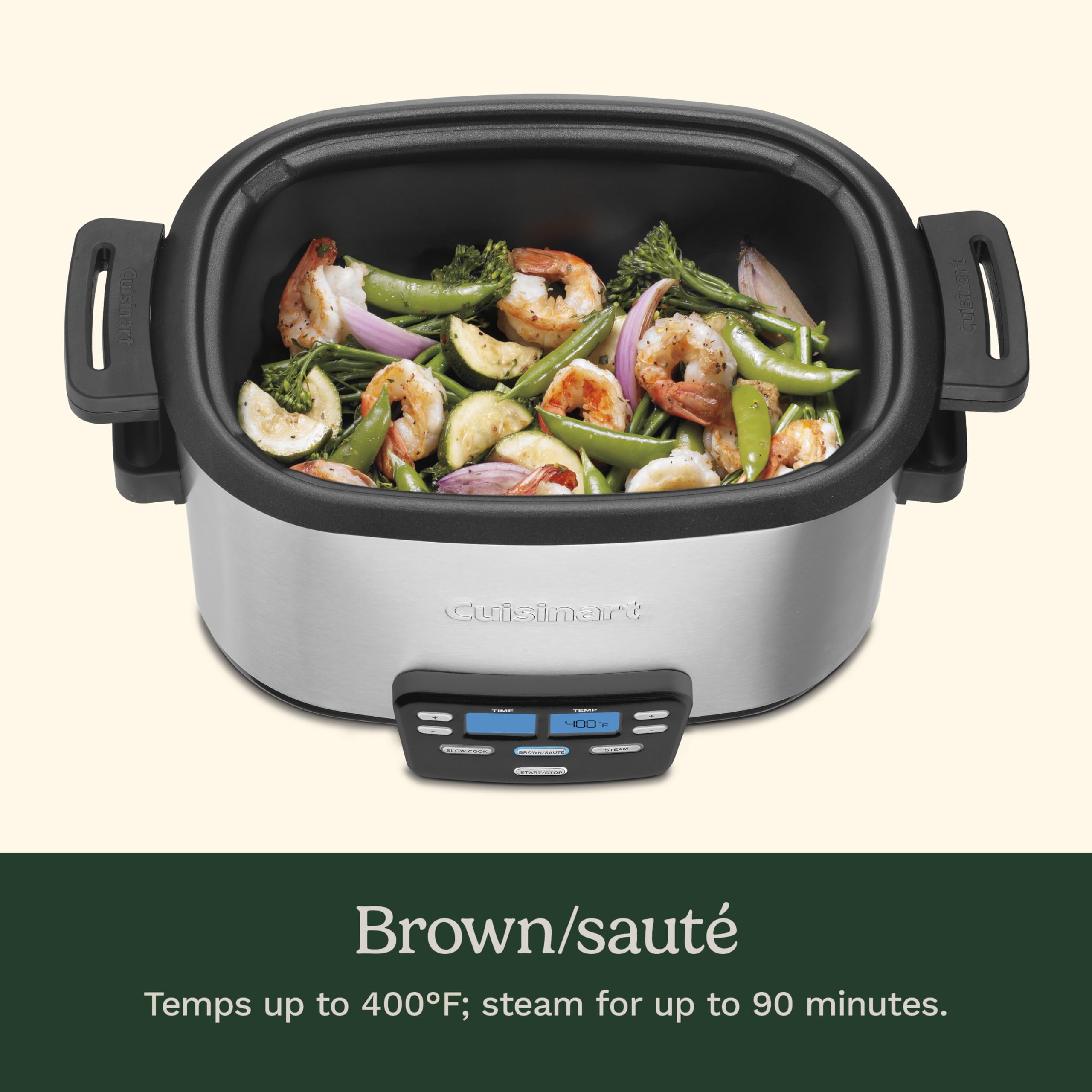 Cuisinart 3-In-1 Cook Central 6-Quart Multi-Cooker: Slow Cooker, Brown/Saute, Steamer, MSC-600 NAS, Silver - Image 4