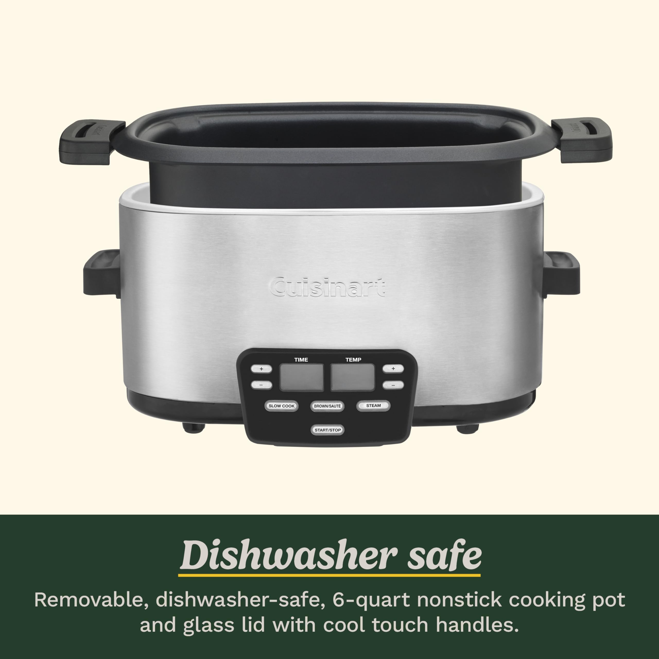 Cuisinart 3-In-1 Cook Central 6-Quart Multi-Cooker: Slow Cooker, Brown/Saute, Steamer, MSC-600 NAS, Silver - Image 5