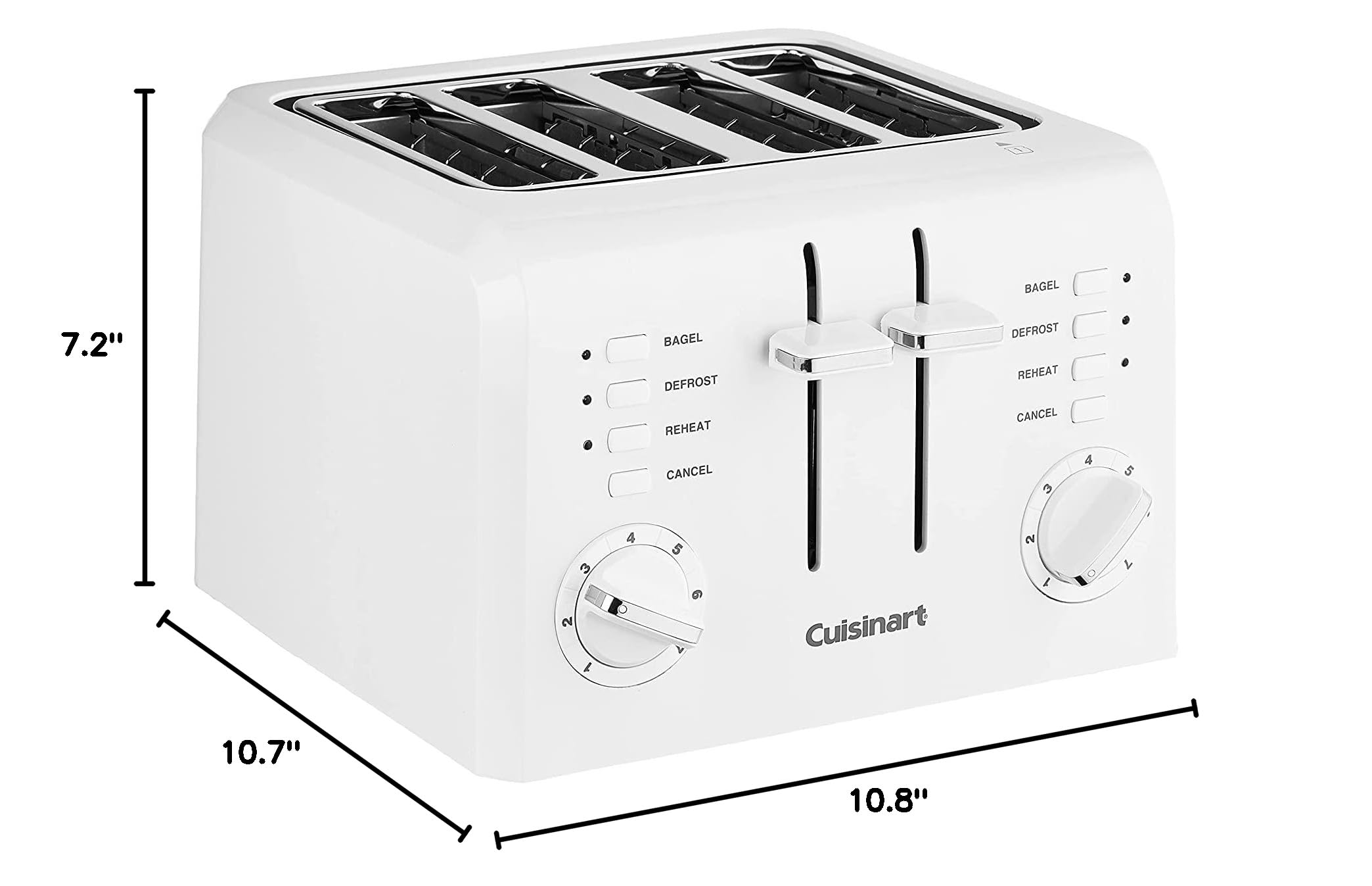 Cuisinart 4-Slice Compact Plastic Toaster, White, CPT-142P1 - Image 7
