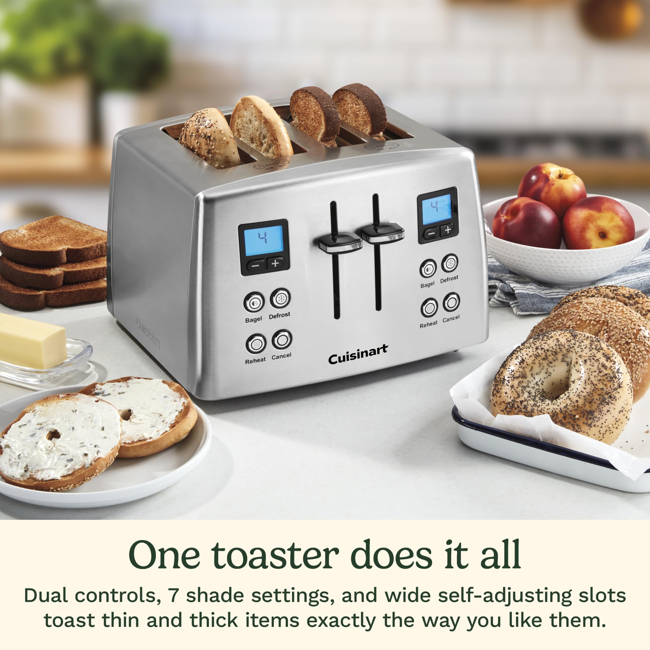 Cuisinart 4 Slice Countdown Motorized Toaster, Compact Design with Extra-Wide Slots for Toasting, Defrost & Reheat Functions, CPT-435P1, Stainless Steel - Image 3
