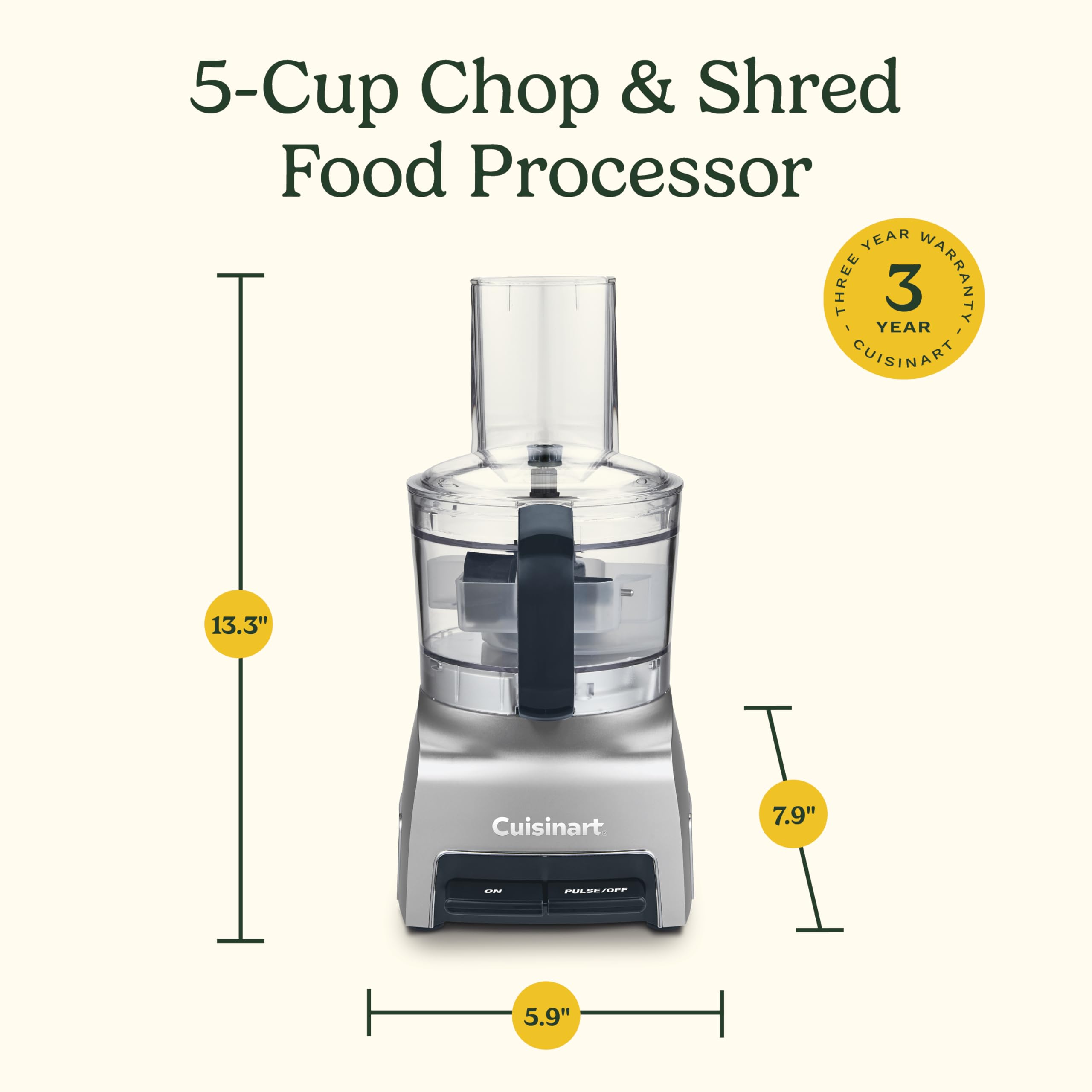 Cuisinart 5‑Cup Chop & Shred Food Processor, Compact Food Chopper, Easy‑Store Design, Silver FP-5 - Image 3