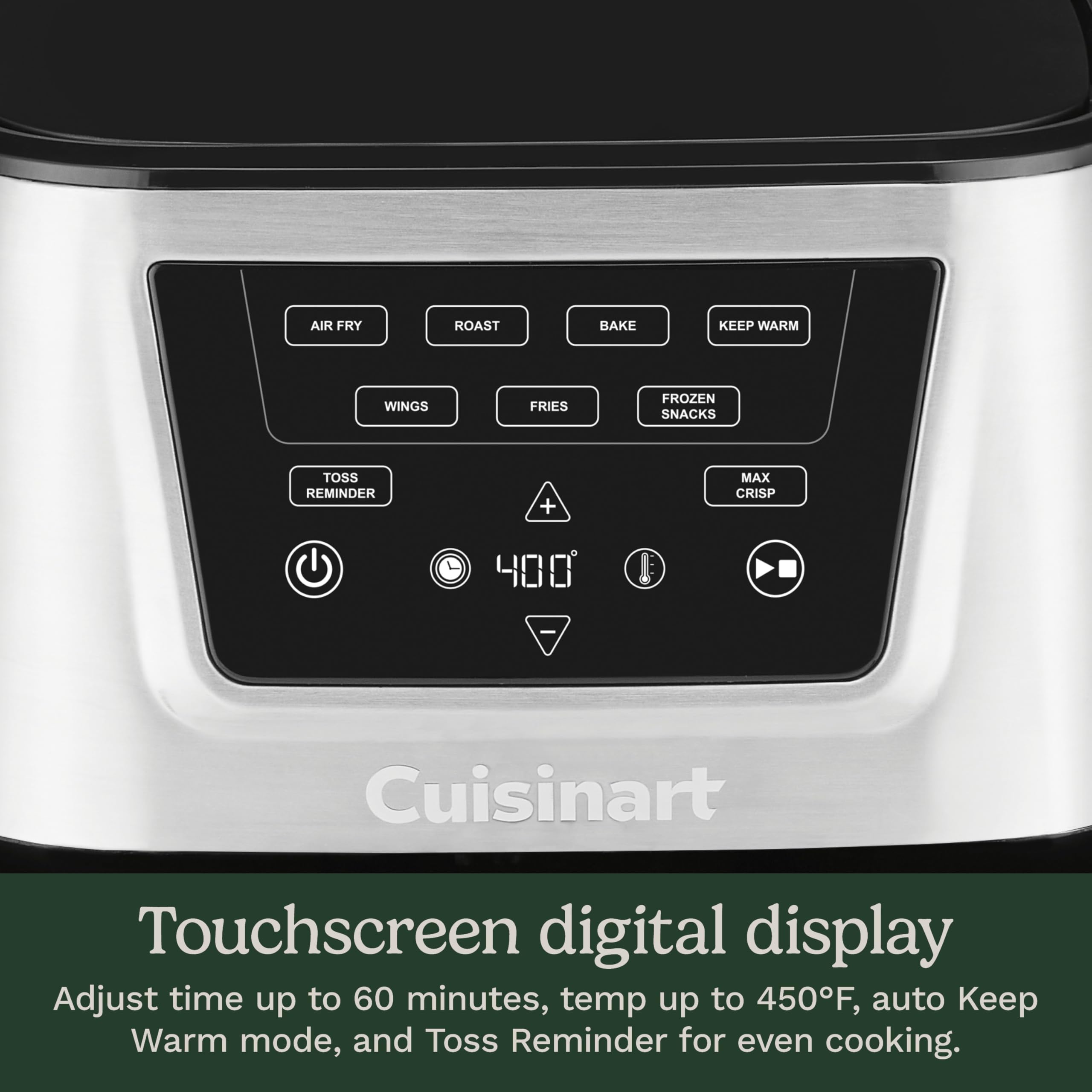 Cuisinart Air Fryer, Large 6-Quart Basket with 4 Cooking Functions to Air Fry, Bake, Roast, and Keep Warm, 3 Presets, PFAS-Free, Dishwasher-Safe Parts, AIR-180, Black & Stainless Steel - Image 5