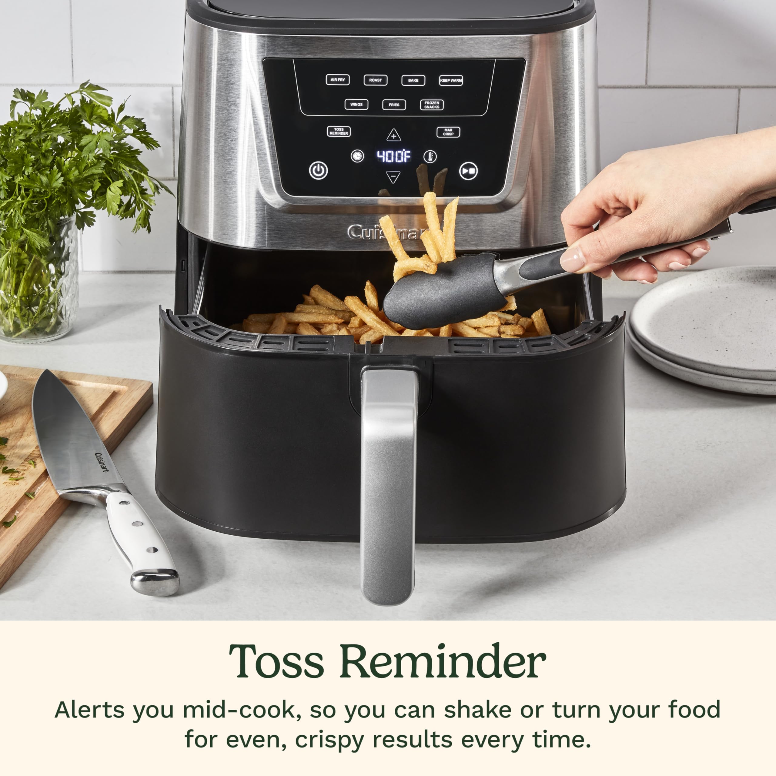 Cuisinart Air Fryer, Large 6-Quart Basket with 4 Cooking Functions to Air Fry, Bake, Roast, and Keep Warm, 3 Presets, PFAS-Free, Dishwasher-Safe Parts, AIR-180, Black & Stainless Steel - Image 6