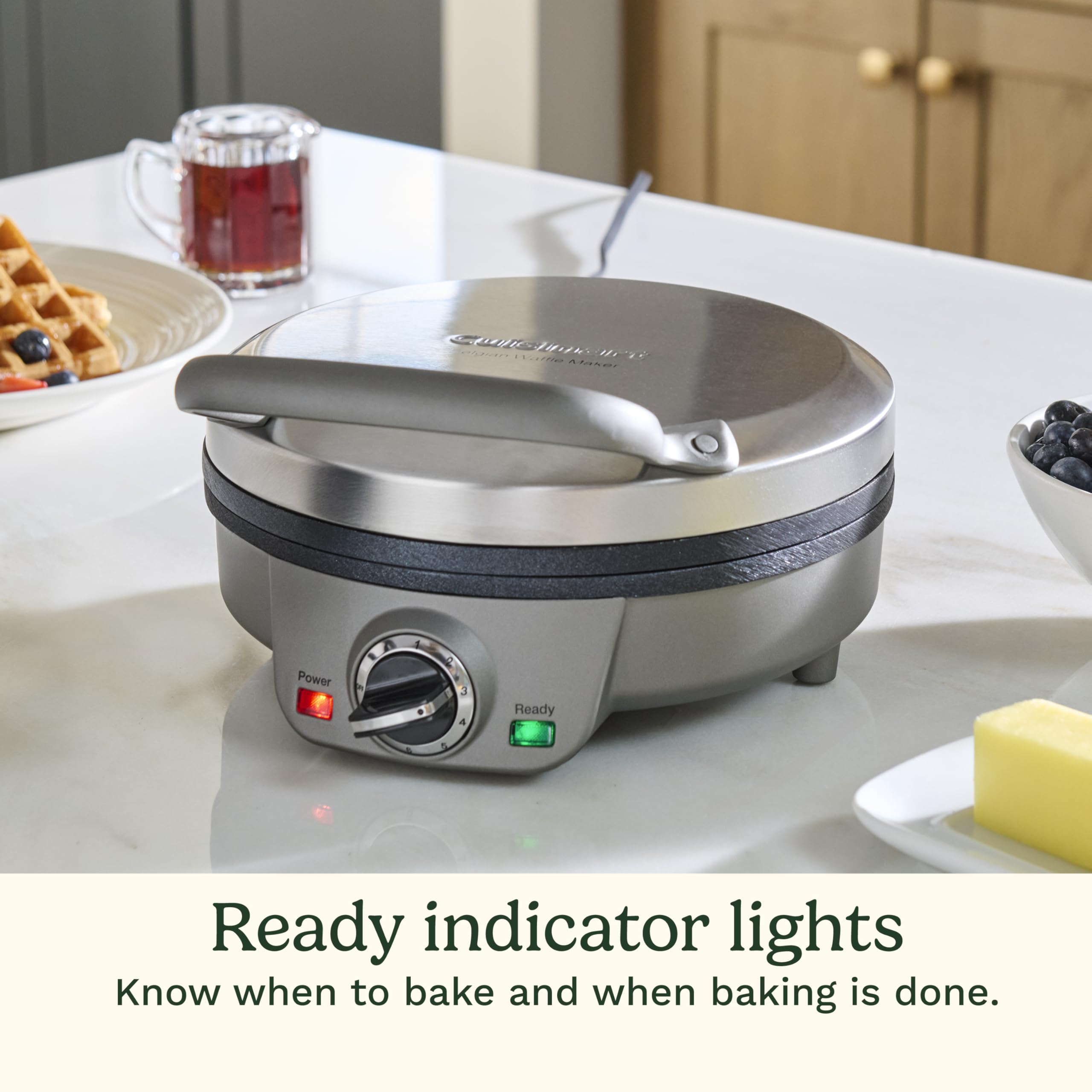 Cuisinart Belgian Waffle Maker, Round Waffle Iron, 6 Setting Adjustable Browning, Audible Alert, Nonstick Plates, WAF-200P1, Silver - Image 5