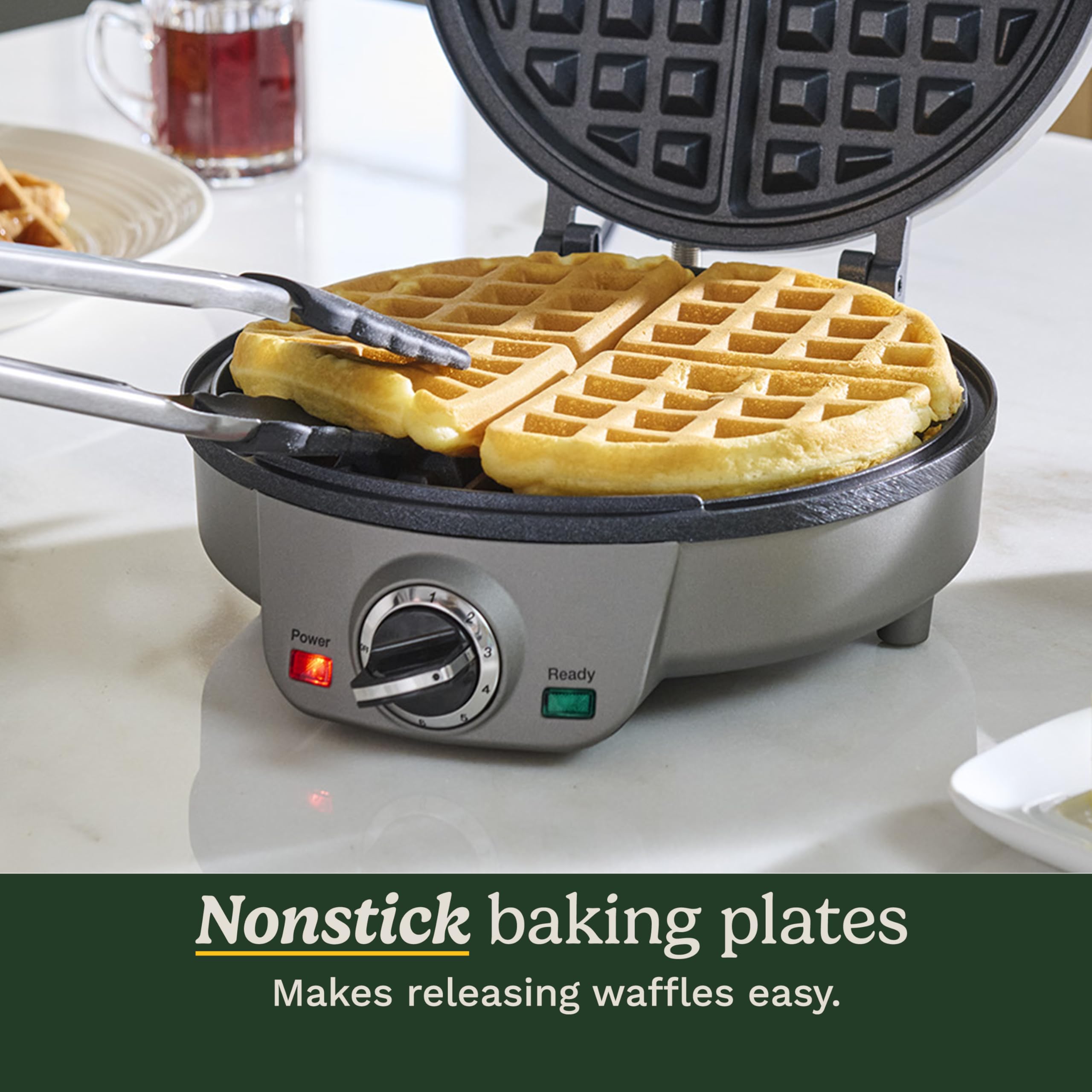 Cuisinart Belgian Waffle Maker, Round Waffle Iron, 6 Setting Adjustable Browning, Audible Alert, Nonstick Plates, WAF-200P1, Silver - Image 6