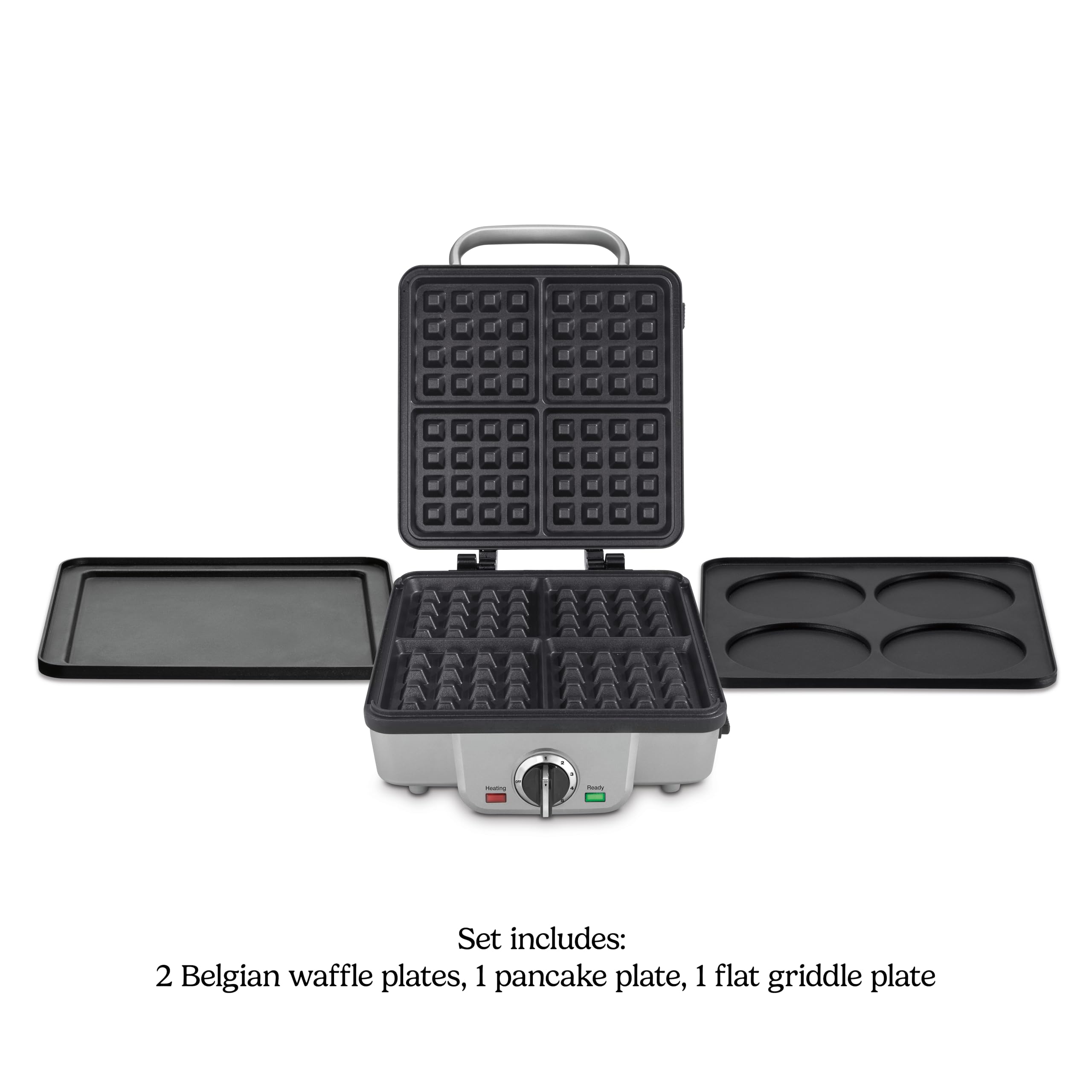 Cuisinart Belgian Waffle Maker with Pancake Plates, Nonstick Plates, 6 Browning Levels, Ready Indicator Lights, Temperature Control, Deep Waffle Pockets, WAF-300P1, Brushed Stainless - Image 5