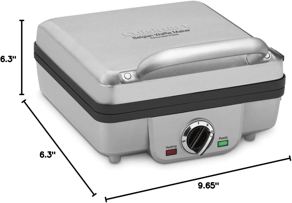 Cuisinart Belgian Waffle Maker with Pancake Plates, Nonstick Plates, 6 Browning Levels, Ready Indicator Lights, Temperature Control, Deep Waffle Pockets, WAF-300P1, Brushed Stainless - Image 9