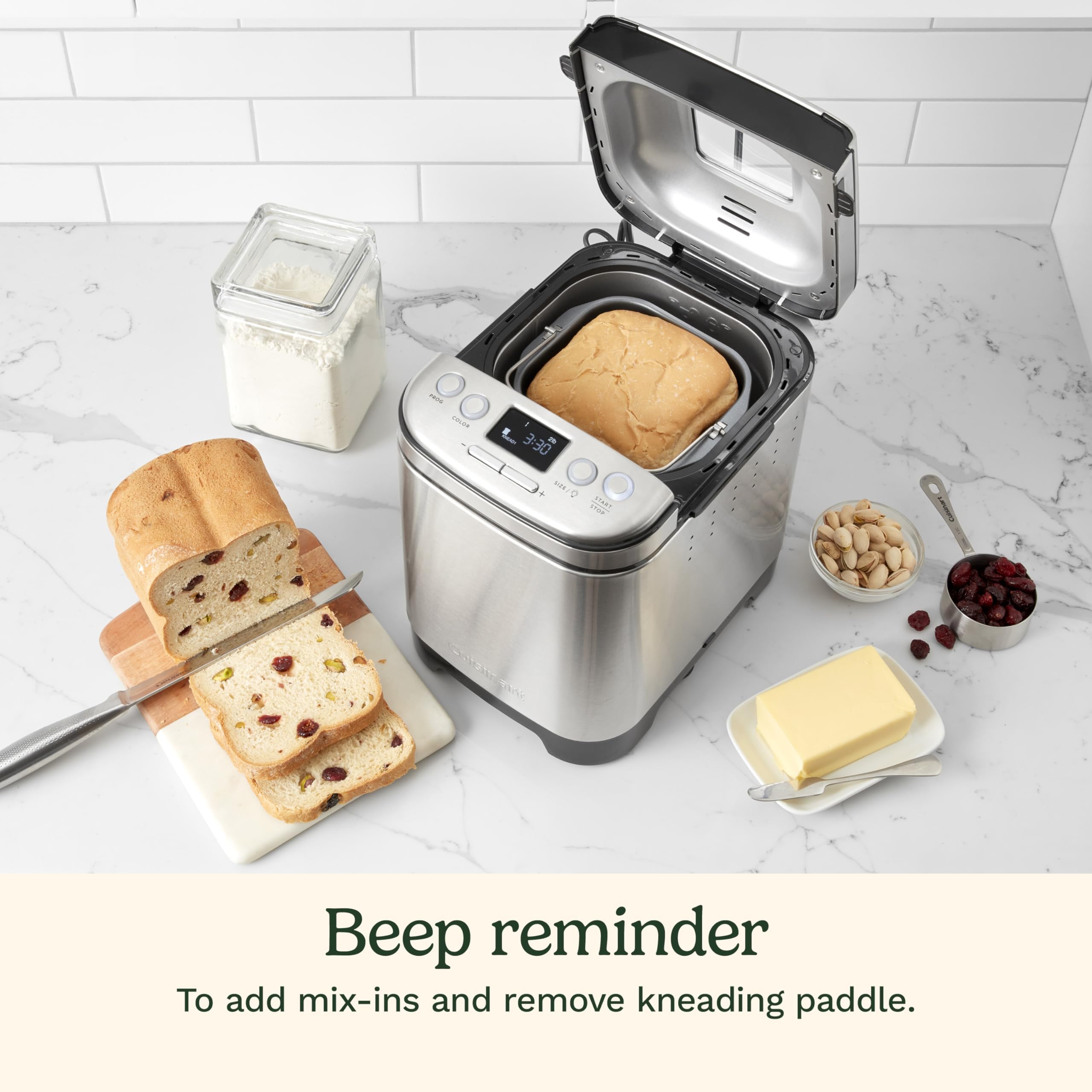 Cuisinart Bread Maker Machine, Stainless Steel Automatic Bread Machine with 12 Menu Options, 3 Loaf Sizes up to 2 Lb., 3 Crust Colors, Removable Nonstick Baking Pan & Kneading Paddle, CBK-110NAS - Image 5