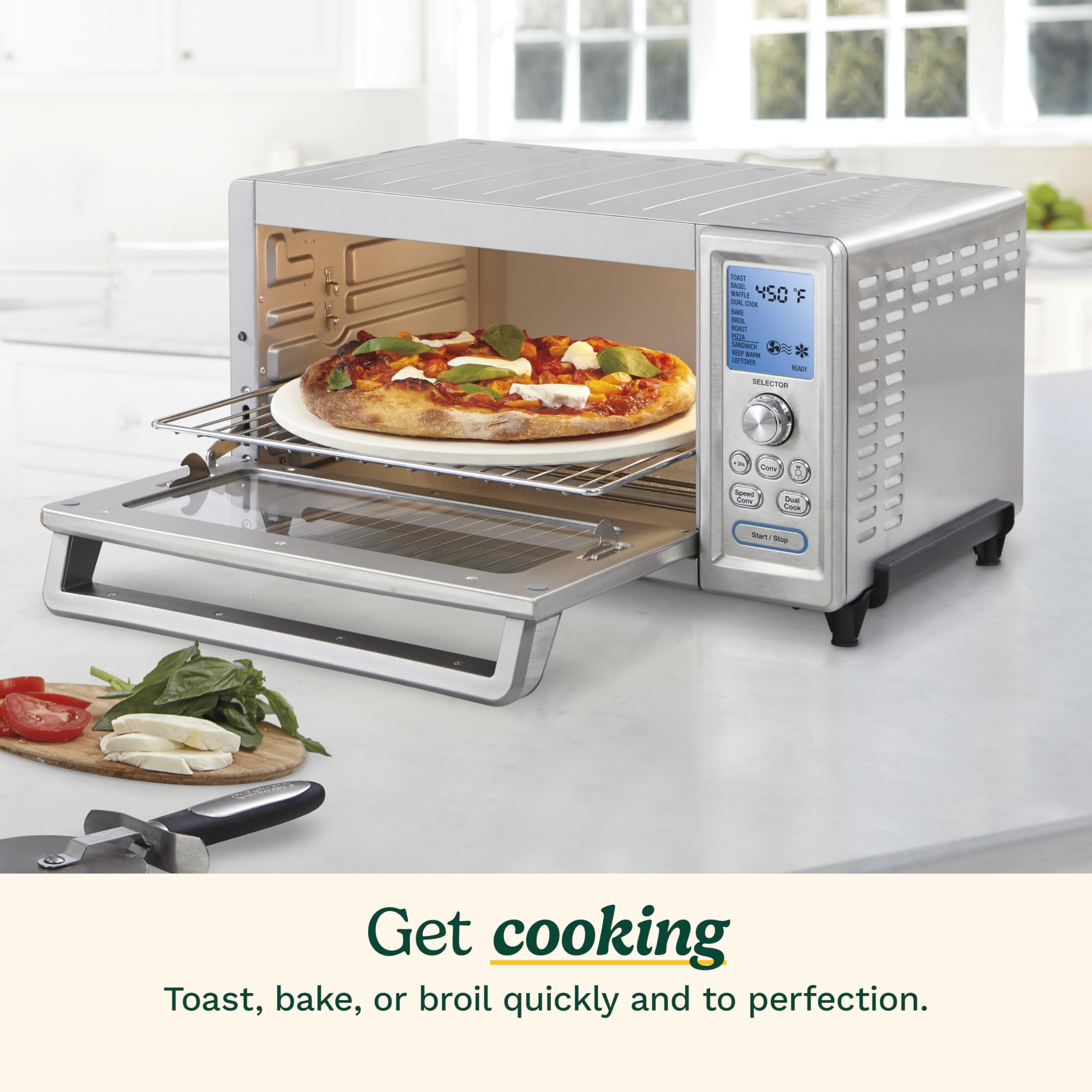 Cuisinart Chef’s Convection Toaster Oven, 1800-Watt Electric Oven with 15 Cooking Functions, Fits 13" Pizza, 9"x13" Baking Pan, and Full-Size Chicken, Nonstick Interior, TOB-260N1NAS, Stainless Steel - Image 4