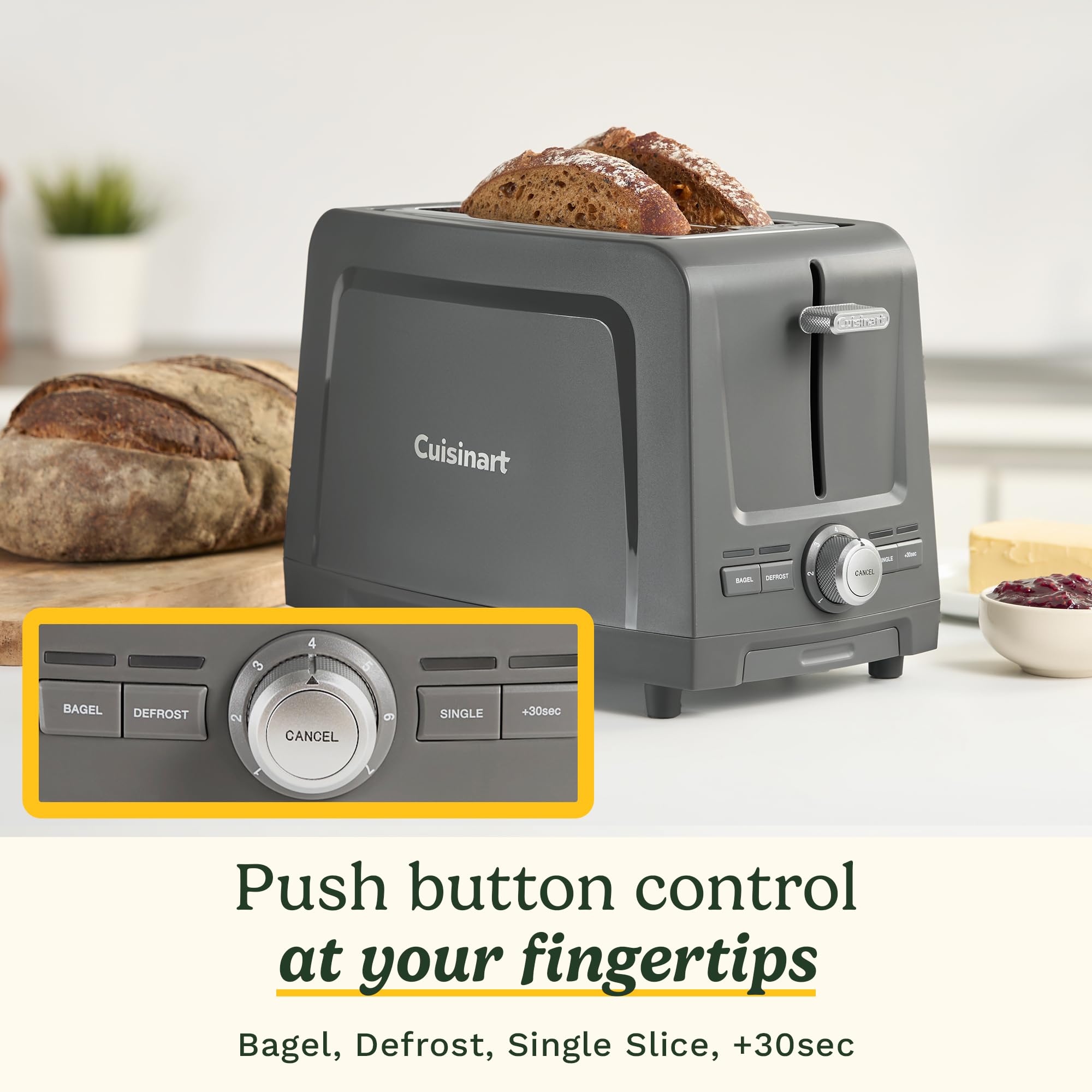 Cuisinart Core Collection 2-Slice Toaster | Extra-Long Slots for Artisan Bread | Bagel Setting |High-Lift Quickview™ | Single Slice & Defrost Functions | +30sec Toast Boost |Removable Crumb Tray - Image 3