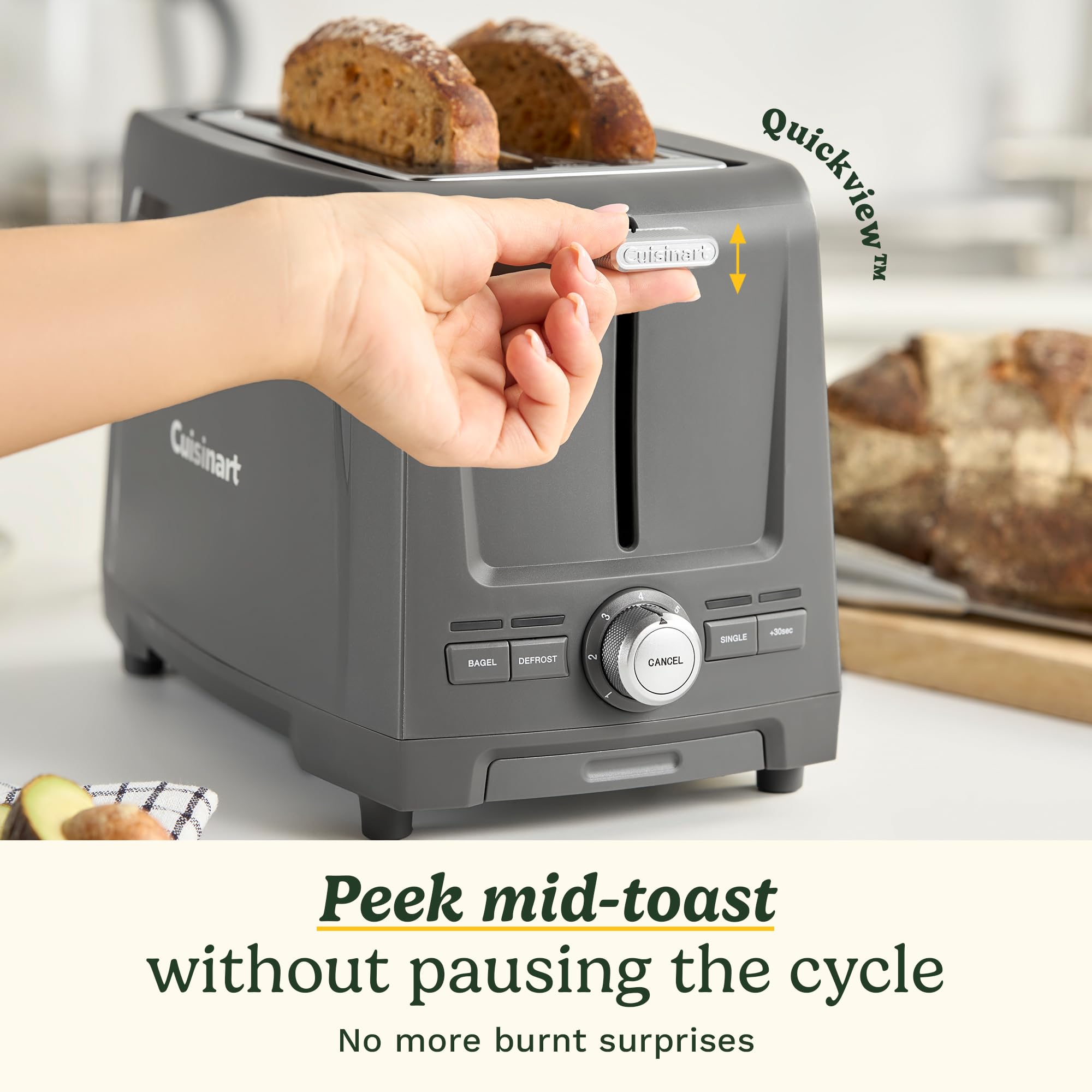 Cuisinart Core Collection 2-Slice Toaster | Extra-Long Slots for Artisan Bread | Bagel Setting |High-Lift Quickview™ | Single Slice & Defrost Functions | +30sec Toast Boost |Removable Crumb Tray - Image 5