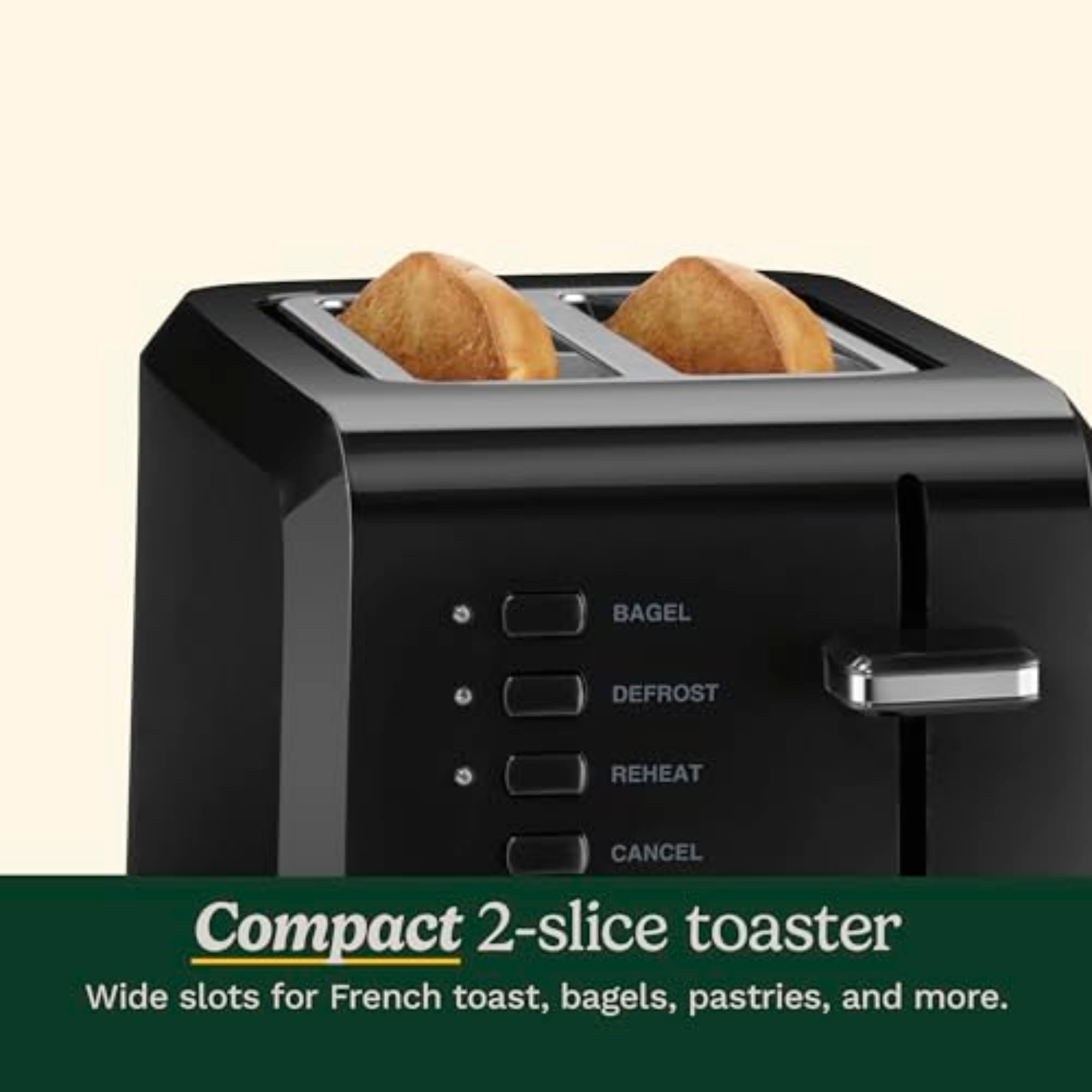 Cuisinart CPT-122BK 2-Slice Compact Plastic Toaster, Slots for Bagels & Bread, 7 Shade Settings, Cancel/Defrost/Reheat Functions, Removable Crumb Tray, Small Kitchen Appliance for Home & Office, Black - Image 4