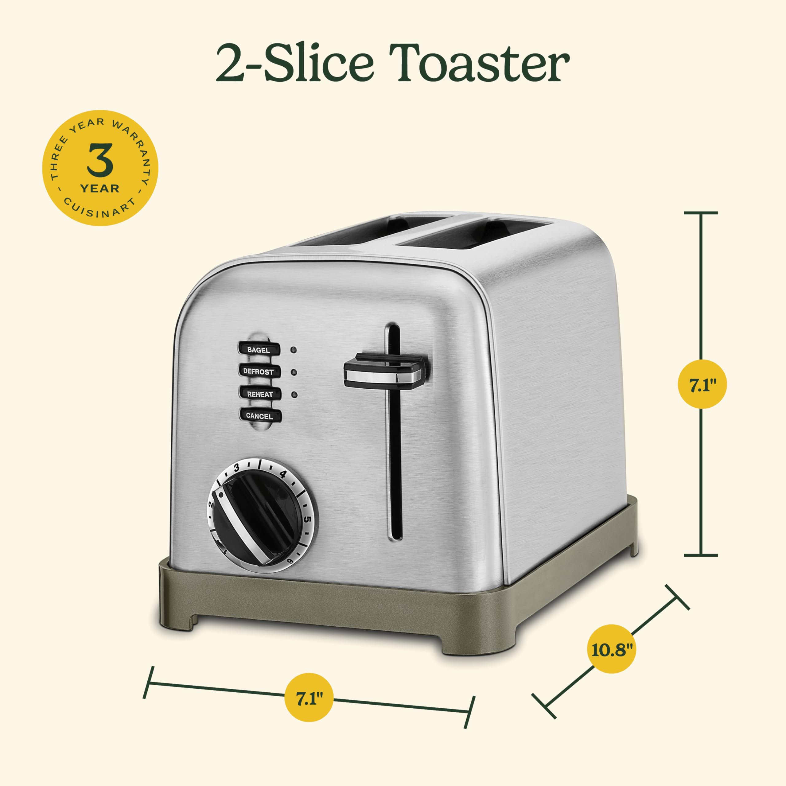 Cuisinart CPT-160 Metal Classic 2-Slice Toaster, Brushed Stainless - Image 6