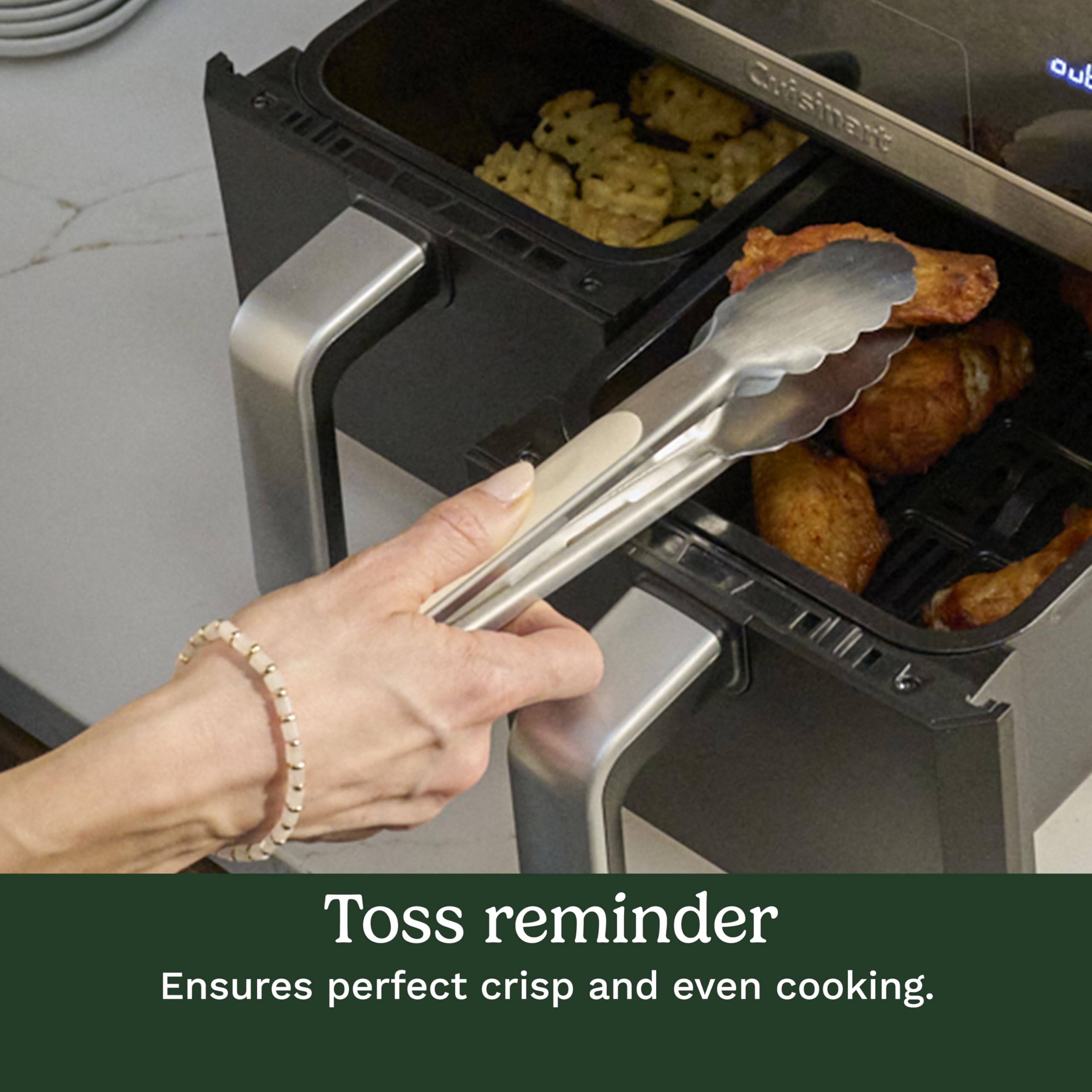 Cuisinart Dual Basket Air Fryer, Two Baskets Totals 11 QT, 4 Function Air Fryer to Air Fry, Roast, Bake & Keep Warm, Features Sync Finish & Settings, Toss Reminder, Automatic Warm Mode & Auto-Pause - Image 8