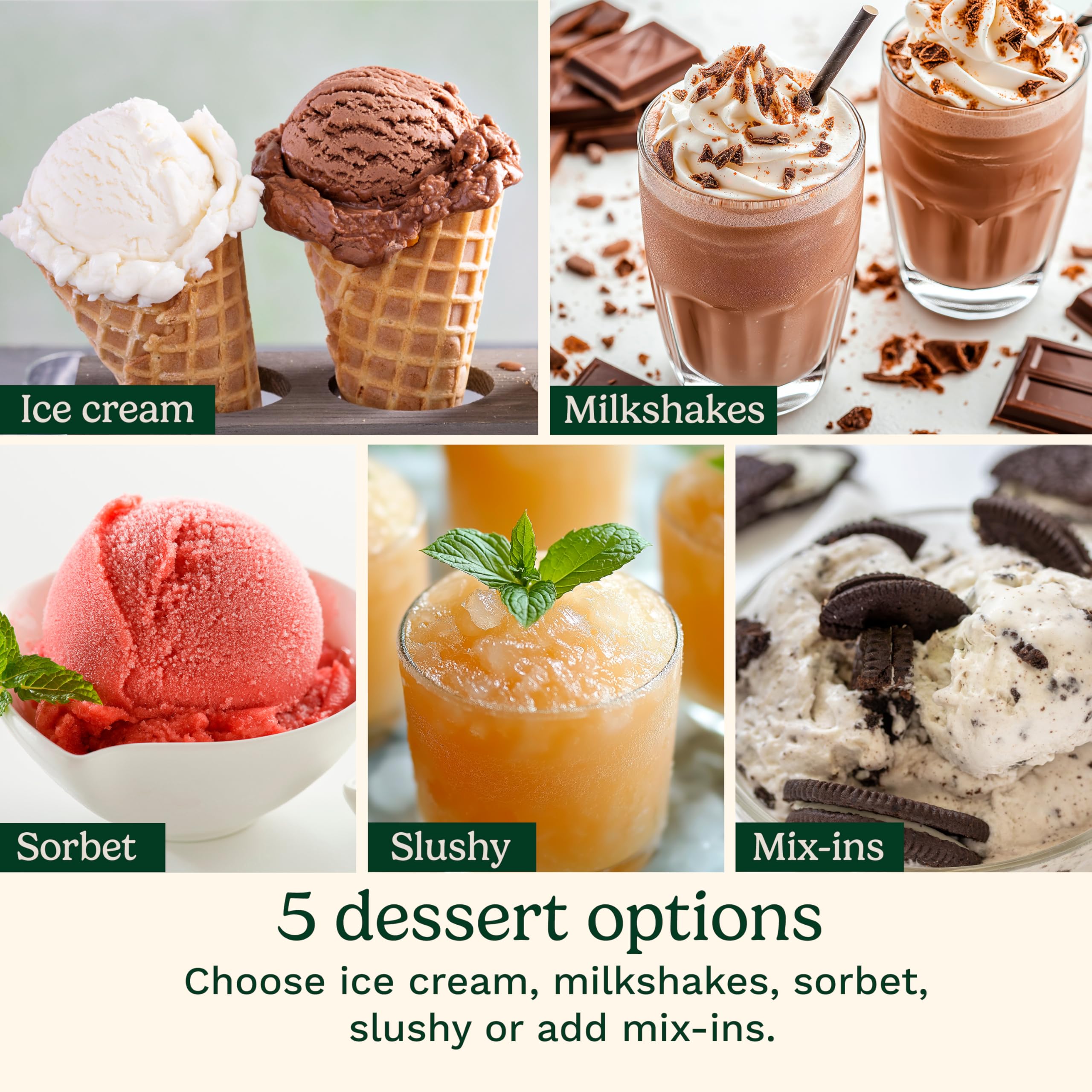 Cuisinart FastFreeze 5-in-1 Ice Cream, Sorbet, Milkshakes, Slushies and Mix-In Frozen Dessert Maker, Compact Machine, Easy to Use, Includes 3 Mixing Cups with Lids, ICE-FD10 - Image 3