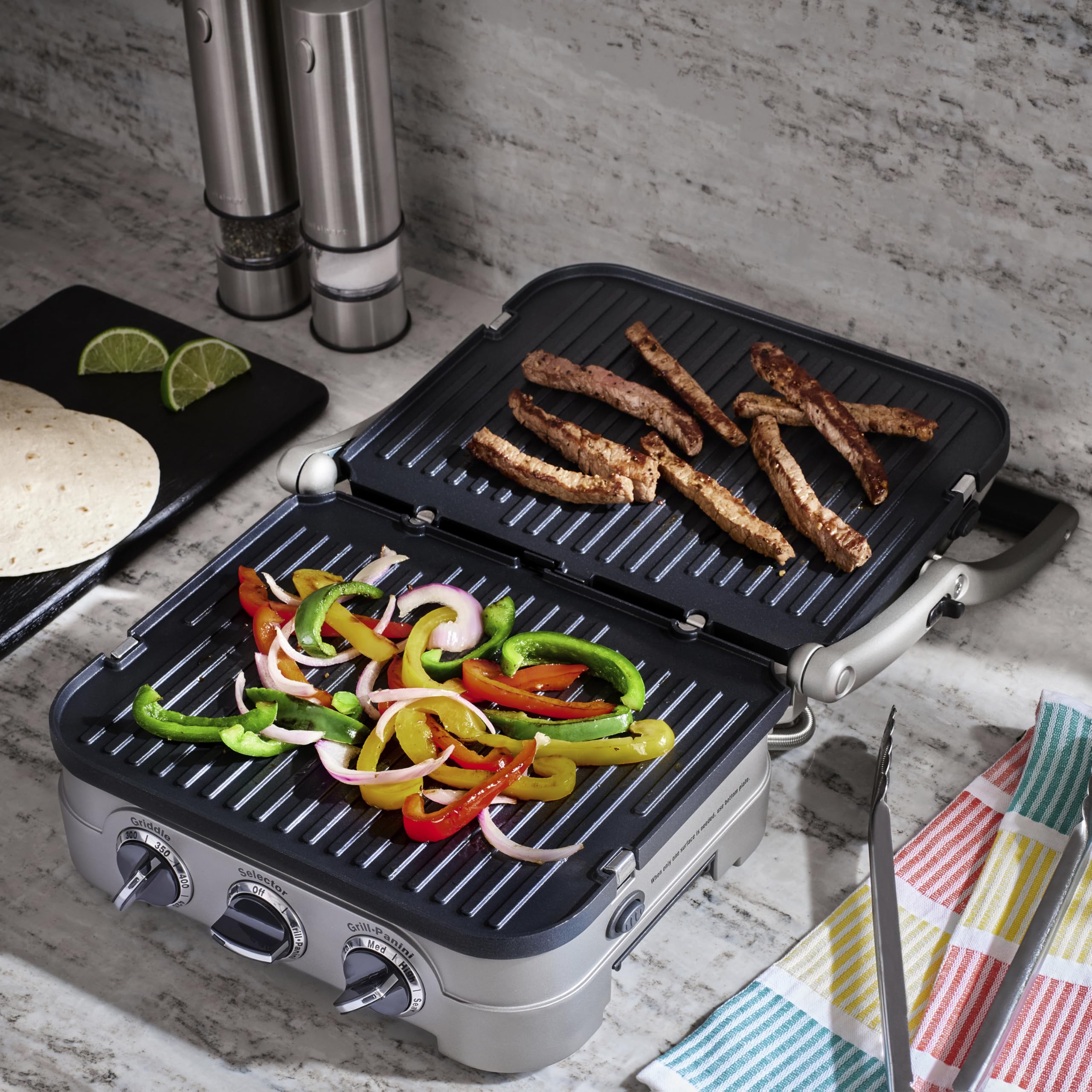 Cuisinart Griddler Indoor Grill, Panini Press, Sandwich Maker & More, 5-in-1 Grilling, Dishwasher-Safe Nonstick Cooking Plates, GR-4NNAS, Stainless Steel - Image 3