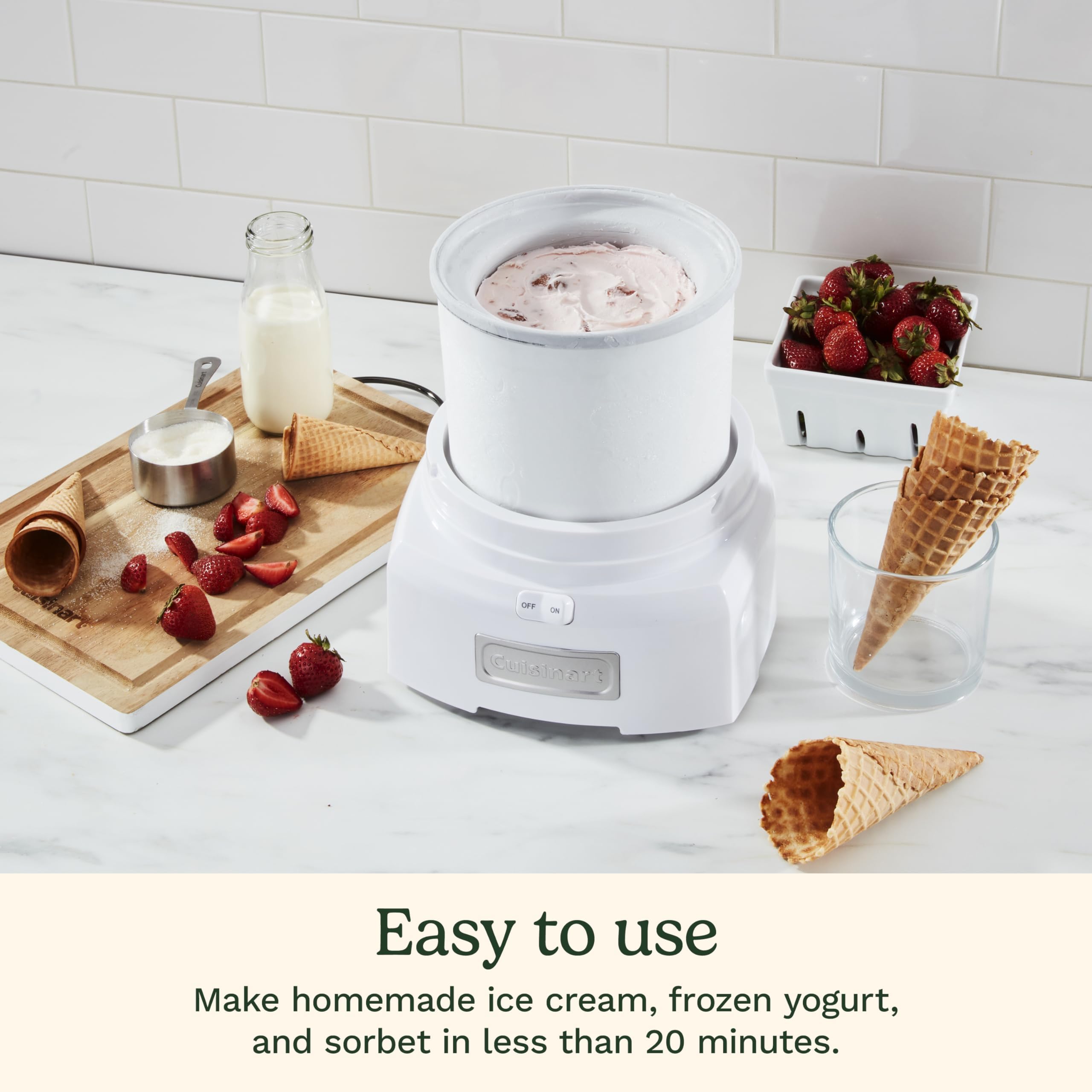 Cuisinart Ice Cream Maker, 1.5 Quart Double Insulated, Sorbet and Frozen Yogurt Maker, Ready in 20 Minutes, ICE-21P1, White - Image 3