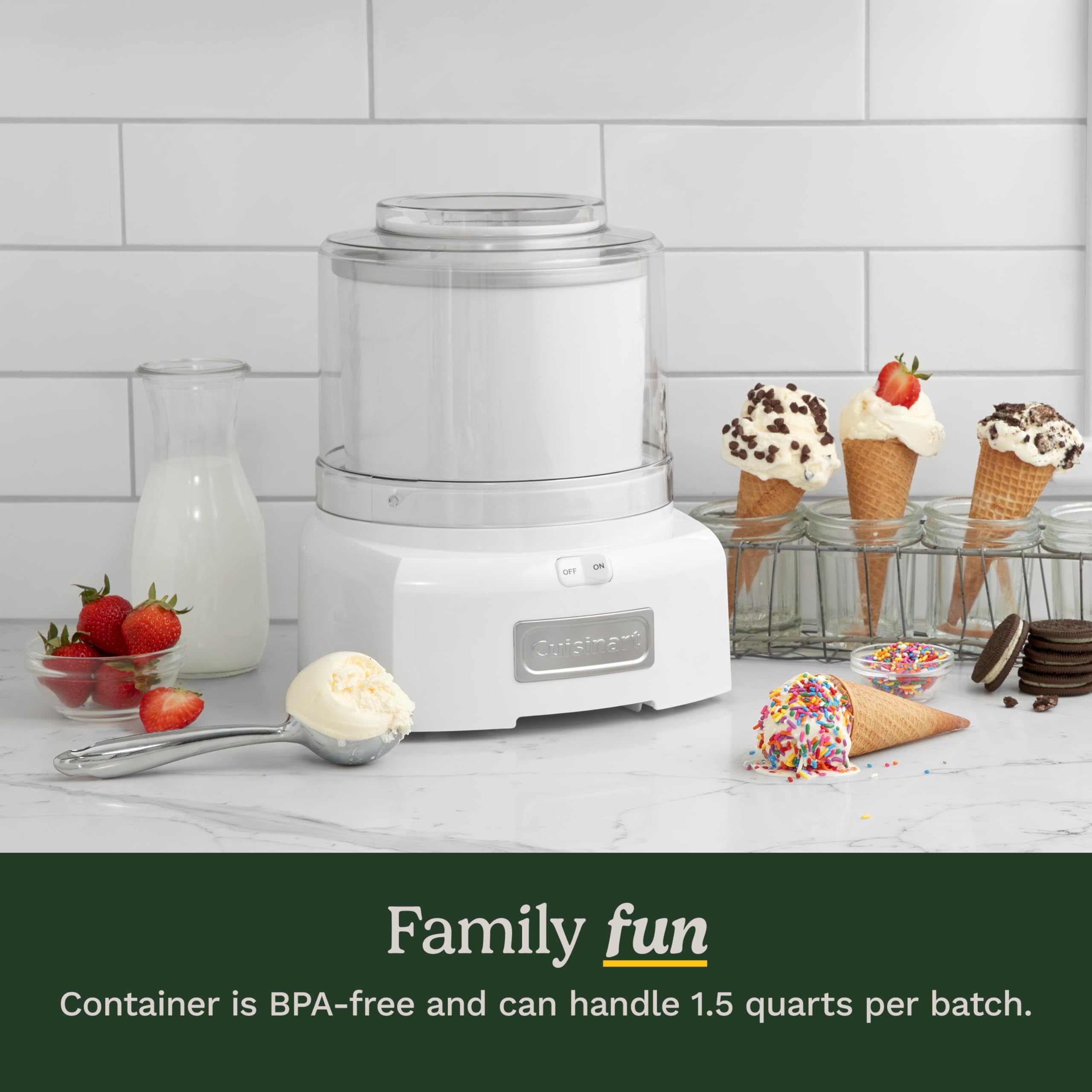 Cuisinart Ice Cream Maker, 1.5 Quart Double Insulated, Sorbet and Frozen Yogurt Maker, Ready in 20 Minutes, ICE-21P1, White - Image 5