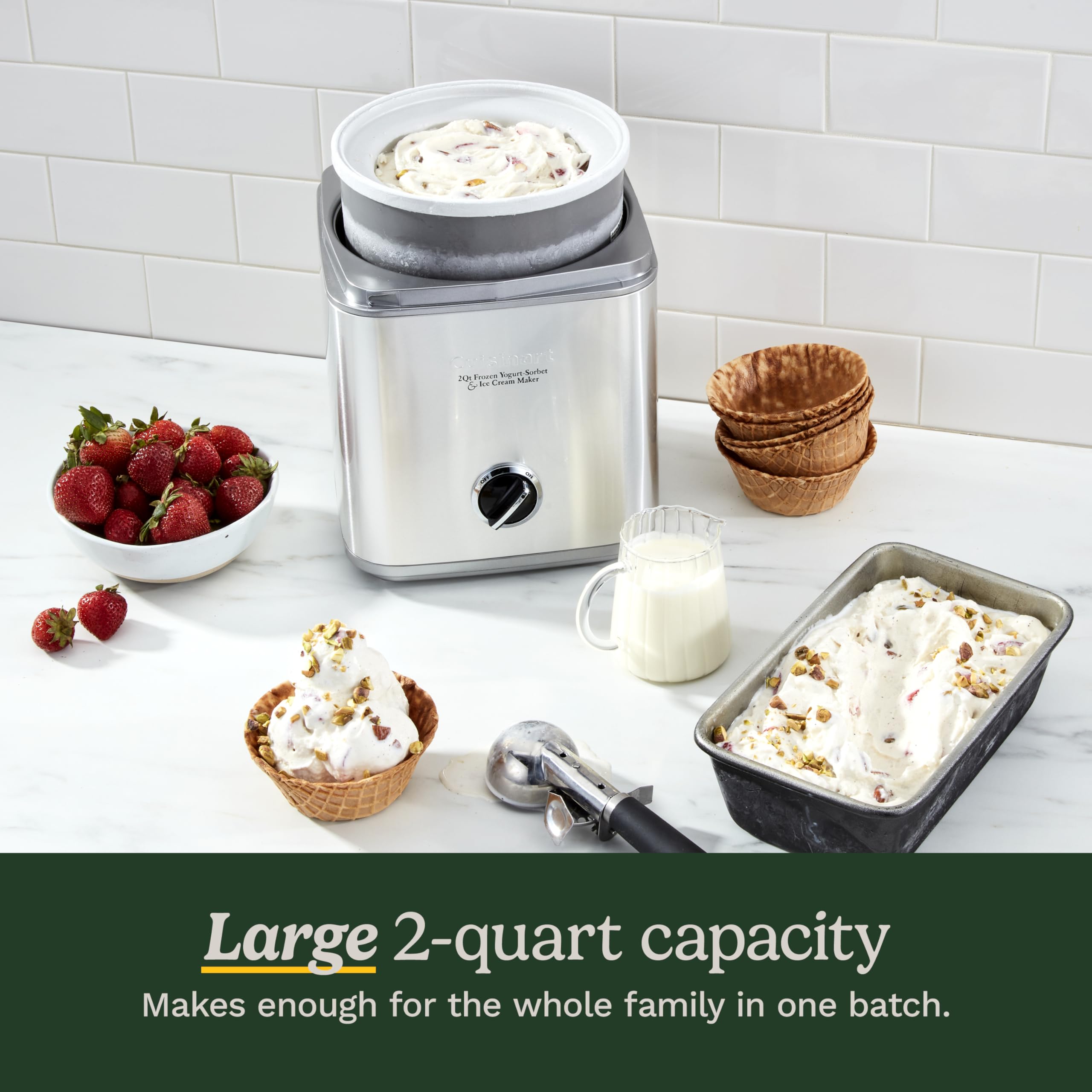 Cuisinart Ice Cream Maker Machine, 2-Quart Ice Cream, Sorbet and Frozen Yogurt Machine, Fully Automatic Double-Insulated Freezer Bowl Makes Frozen Desserts in Under 30 Minutes, ICE30BCP1, Silver - Image 6