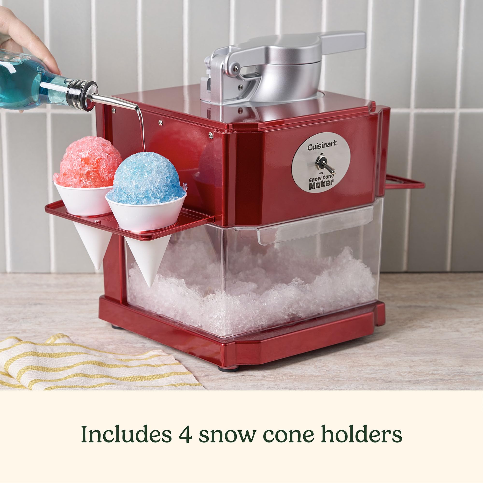 Cuisinart Snow Cone Machine, Home Shaved Ice Maker for Snow Cones, Snow Cone Maker with Reuseable Paper Cups, Makes 5 Icy Cones for Slushies, Frozen Drinks , Red, SCM-10P1 - Image 6