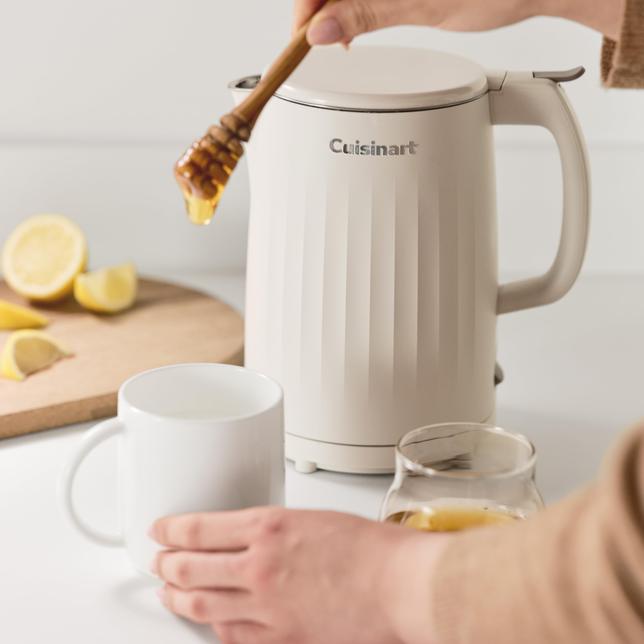 Cuisinart Soho 1-Liter Double Wall Electric Hot Water Kettle, Tea Kettle with Stainless Steel Interior, One Touch Operation to Boil Water for Tea, Hot Cocoa, or Instant Oatmeal, CK-10TR, Truffle - Image 3