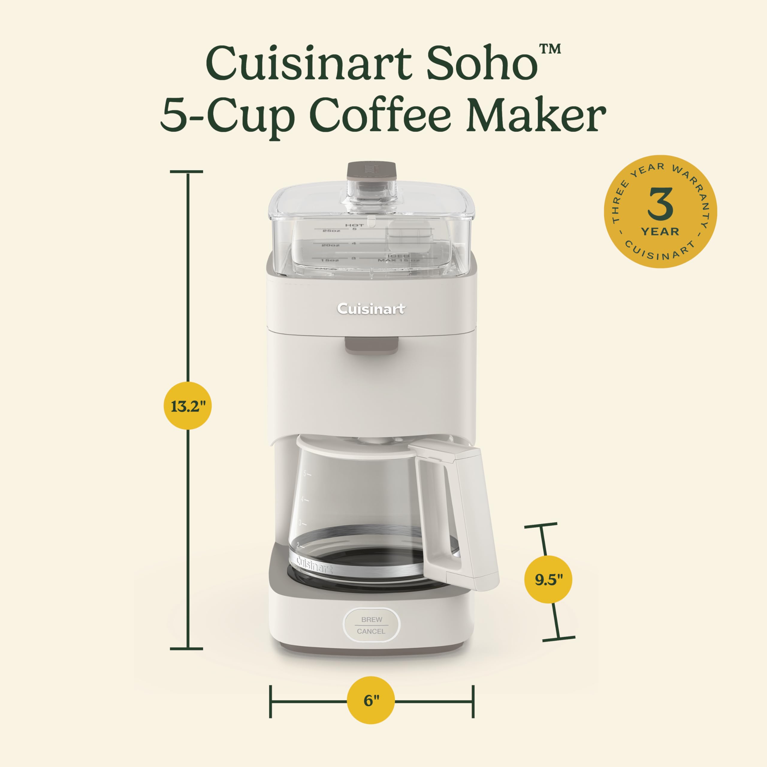 Cuisinart Soho™ 5-Cup Coffee Maker, Truffle, DCC-5TRNAS - Image 6