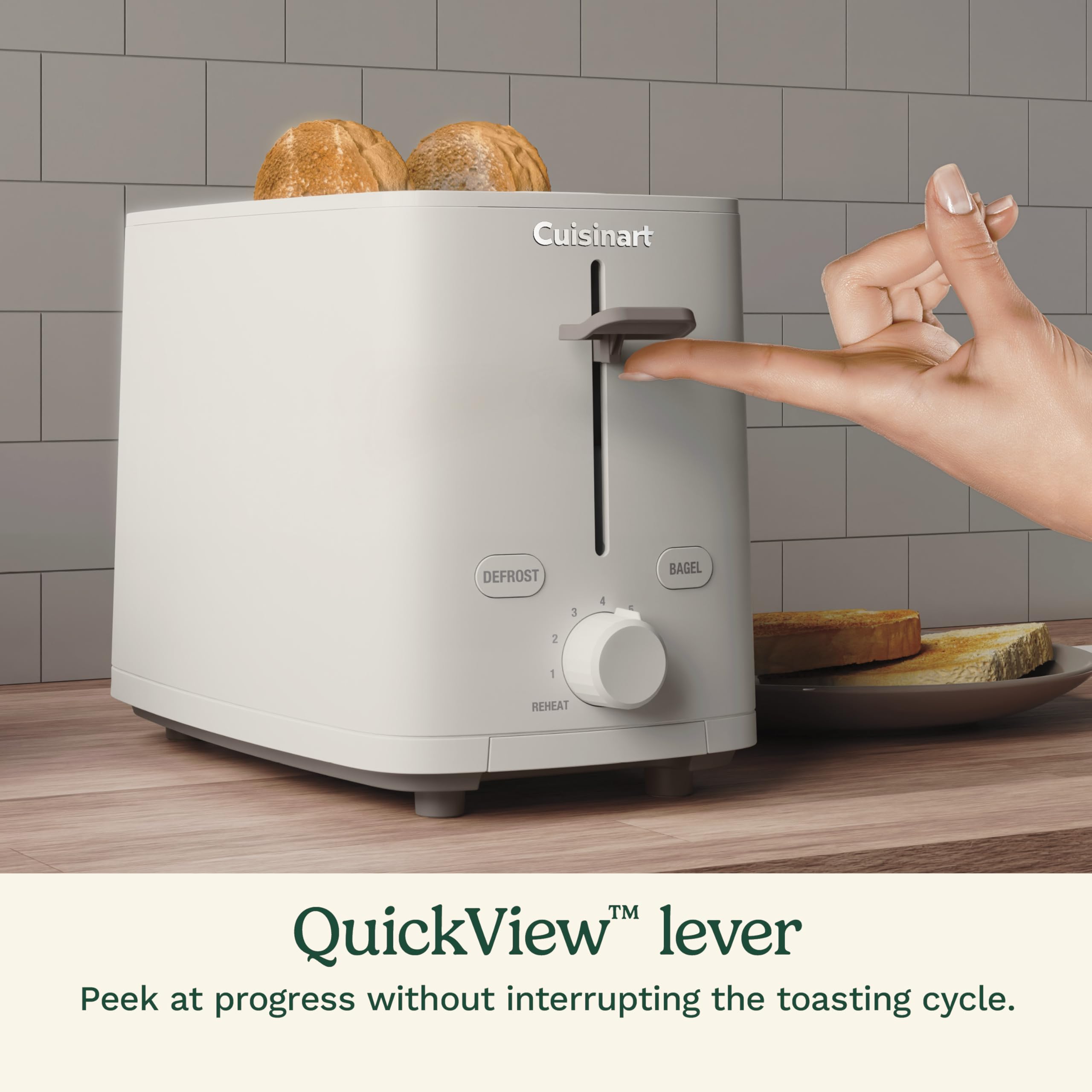 Cuisinart Soho™ Collection 2-Slice Toaster, 7 Toaster Setting, Defrost, Reheat, and Bagel Setting, Convenient Rear Cord Storage, Truffle, CPT-7TR - Image 5