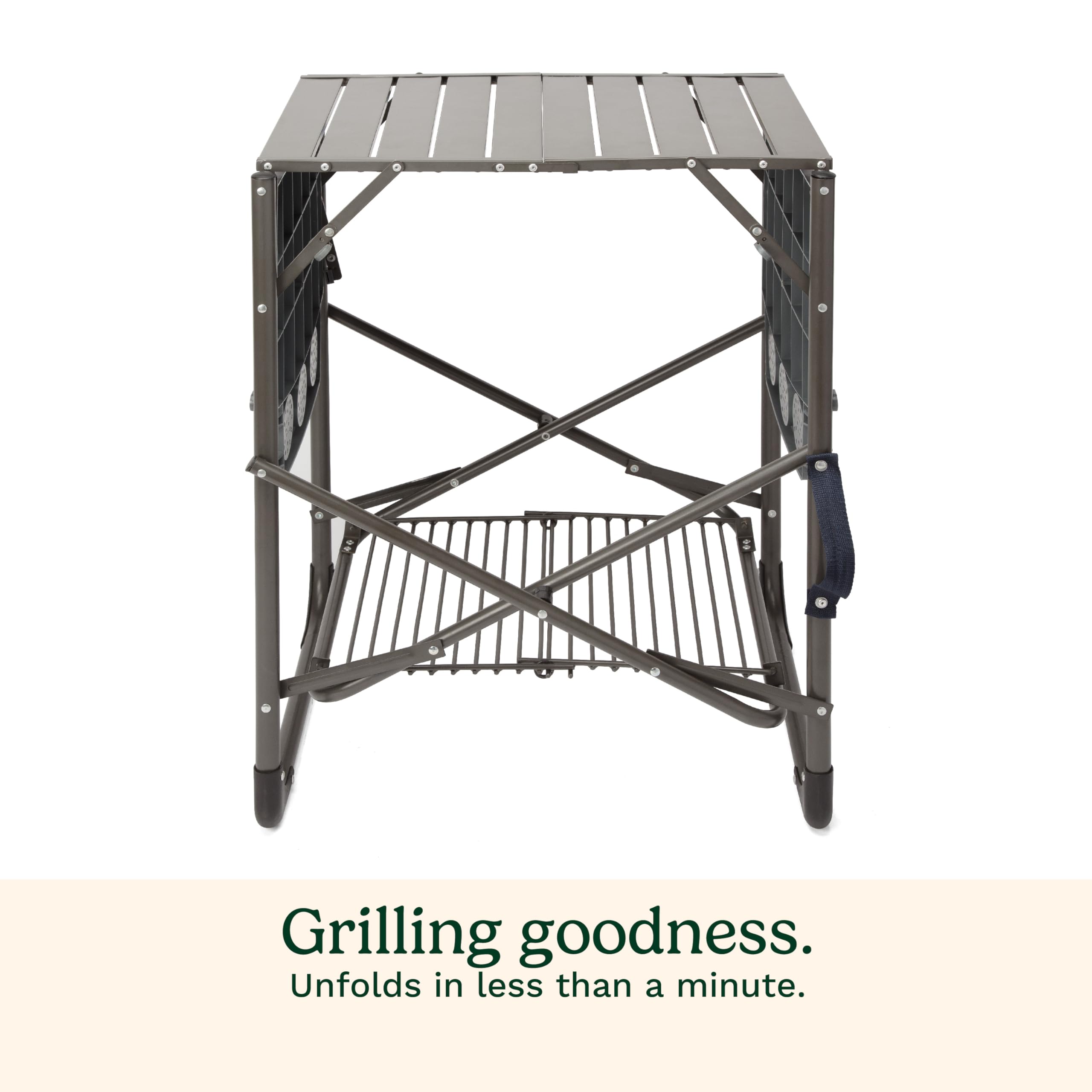 Cuisinart Take Along Grill Stand, Lightweight Portable Folding Table with Side Tables, Cup Holders, Tool Hooks and Storage Shelf, Collapsible Table, No Assembly Required for BBQs and Camping - Image 5